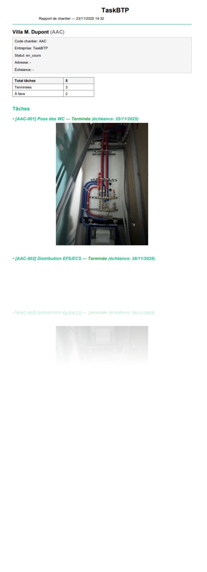 Création de rapports journaliers